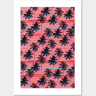 Starry Palms - Orange Blue Posters and Art